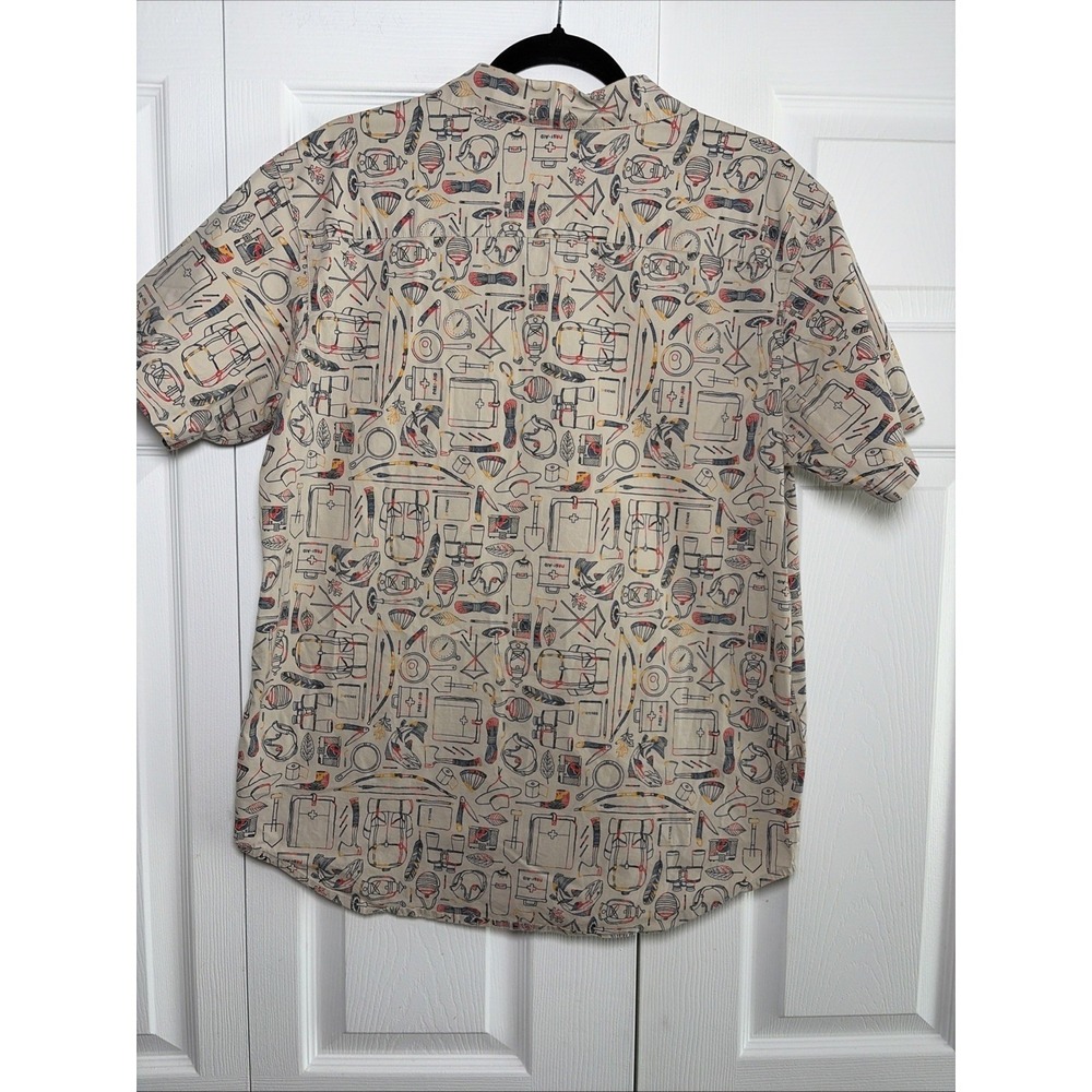 Columbia Rapid Rivers Printed Shirt Mens Size M Beige Camping Gear Cotton Blend - Picture 6 of 7